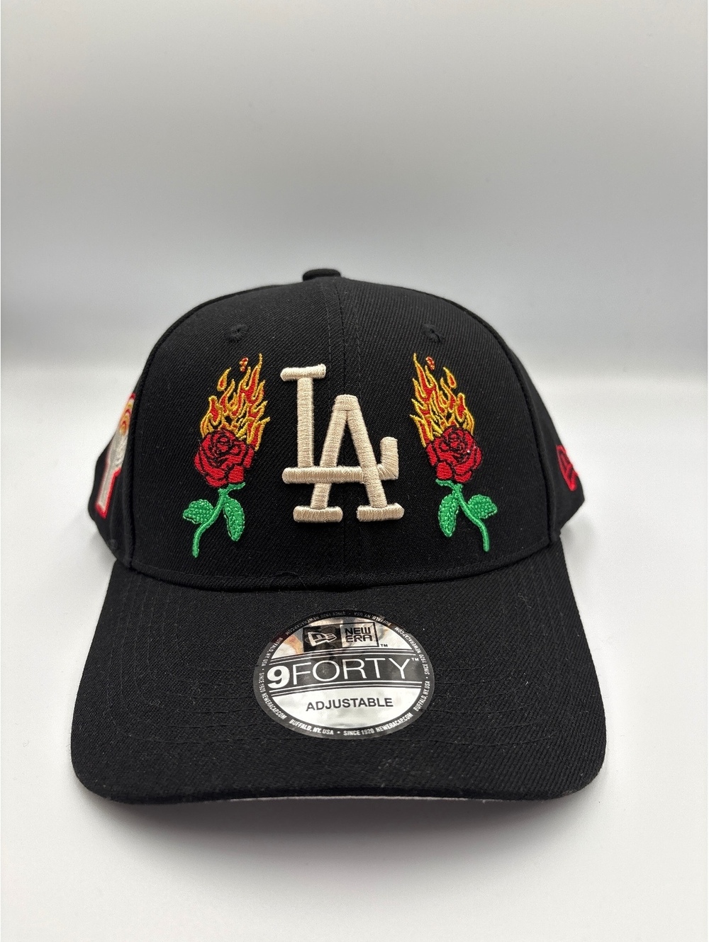 New Era 9FORTY Black LA Flaming Rose Adjustable Cap